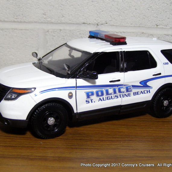 Custom 1/24th scale St. Augustine Beach, Florida Police Ford Police Interceptor Utility diecast car with working lights