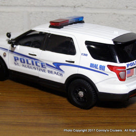 Custom 1/24th scale St. Augustine Beach, Florida Police Ford Police Interceptor Utility diecast car with working lights